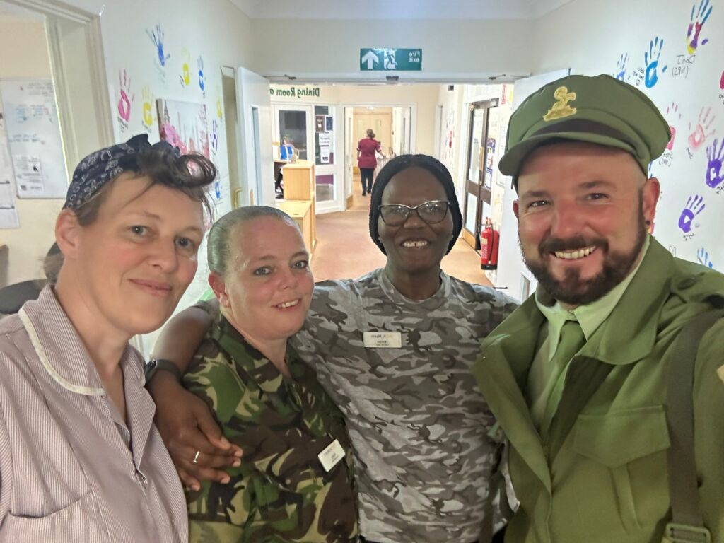 The staff at St Mary's Nursing Home donned various uniforms from the era, including service personnel and land girl outfits, bringing history to life